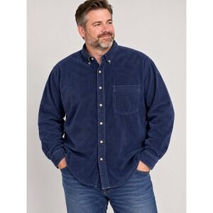 Vintage Catalina Mens 3XL Corduroy Button Down Shirt Navy Blue Cotton CMZ41225
